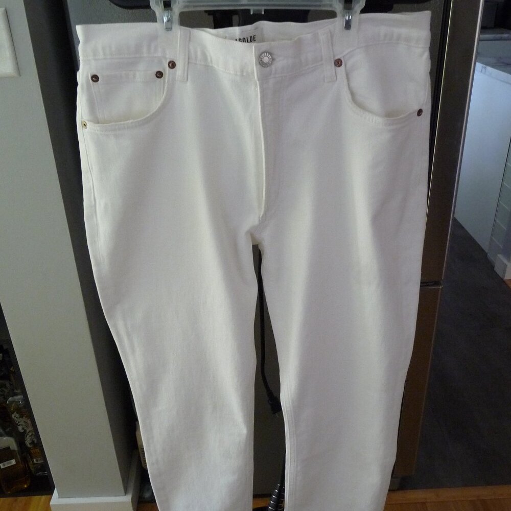 AGOLDE  WOMEN WILLOW MID RISE SLIM CROP SOUR CREAM COLOR SIZE 33 NEW WITH TAGS